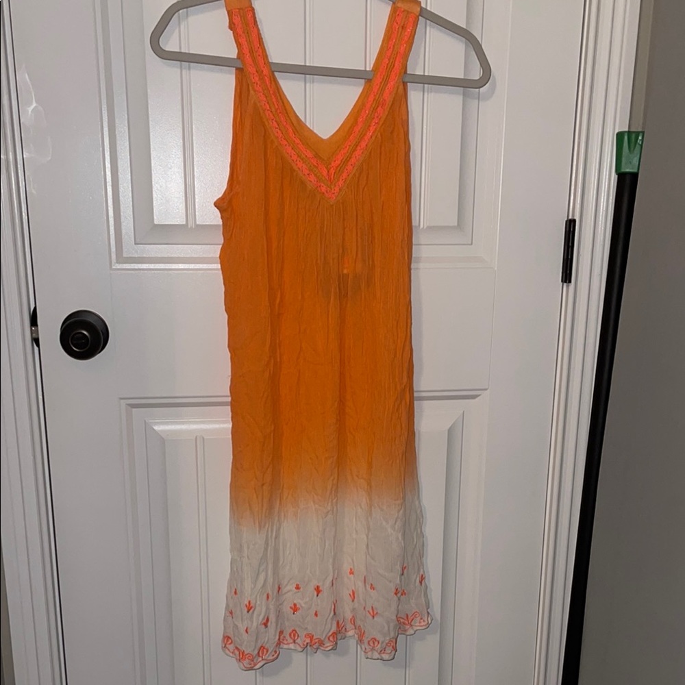 Orange and White Midi Dress